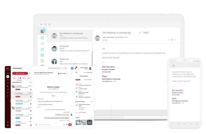 Multiple devices displaying various email interfaces, highlighting the efficiency of email service providers in Sri Lanka.