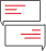 Icon of two message bubbles with red lines, representing communication or email services.