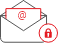 An open envelope with an email symbol inside, and a padlock icon next to it, representing email harvest attack detection and prevention.