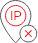 A location pin icon with the letter "P" (for IP) inside, and an "X" mark next to it. This represents IP address-based access restriction.