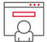 A person looking at a web browser with a red address bar, representing online browsing or web interaction.