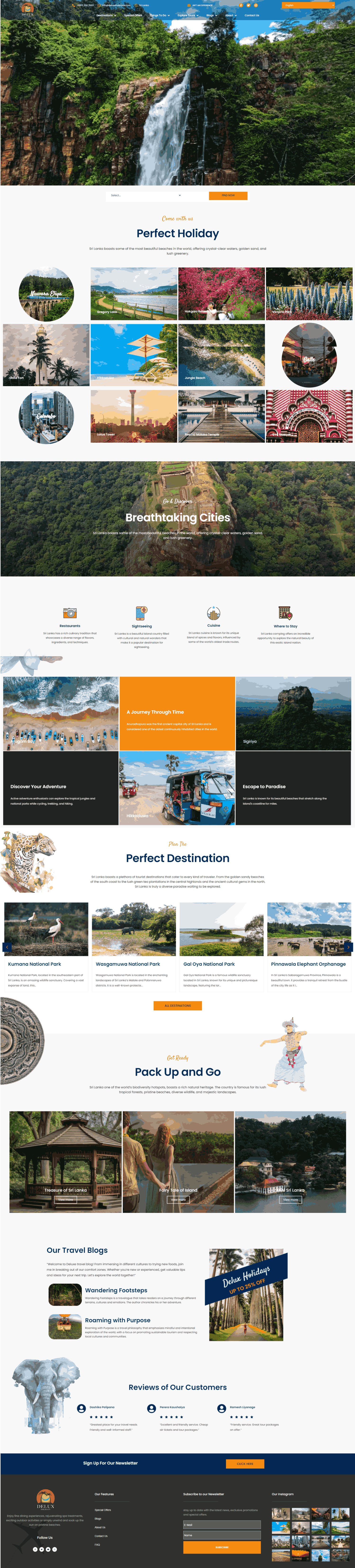 Deluxholidays.com’s homepage designed by Weblook, showcasing picturesque holiday destinations in Sri Lanka. Web design Sri Lanka