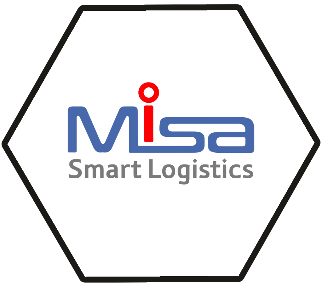 Misa Smart Logistics logo - a hexagonal logo with the letters M I S A and the tagline "Smart Logistics," designed by Weblook, a leading web design agency in Sri Lanka.